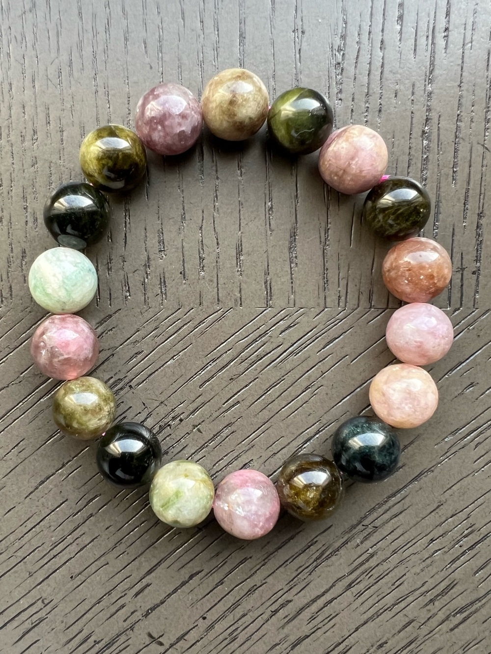 Watermelon tourmaline bracelet 11mm SIZE 7’